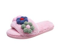 Women's Felt Slippers with Rubber Sole Women's Slippers Open Winter House Slippers Wide Feet Cuddly Slippers Aesthetic Felt Slippers Flowers Slippers Soft Slippers Elegant Slippers Lightweight, pink