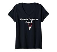 Womens Female Orgasm Coach - Sexy Gifts for Women V-Neck T-Shirt