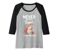 Womens Female Power Body Piercing Dermal Piercing Body Piercer Raglan Baseball Tee