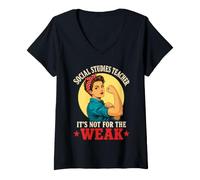 Women's Female Social Studies Educator Teacher V-Neck T-Shirt
