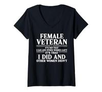 Womens Female Veteran I Did and Other Women Didn't US Veteran Mom V-Neck T-Shirt
