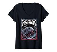 Womens Fenrir The Howl of Ragnarok Norse Myth Viking Legend Wolf V-Neck T-Shirt
