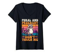 Women's Feral and Pregnant Don't Touch Me Please V-Neck T-Shirt
