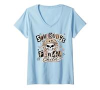 Women's Feral Child Skull Cap Rock Hand Grunge Art V-Neck T-Shirt