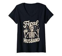 Womens Feral Husband Skeleton Best Husband Ever World’s Best V-Neck T-Shirt