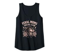 Womens Feral Moms Social Club Panther Roses Art Tank Top