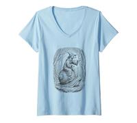 Women's Ferret Medieval Wizard Riding Snail Fantasy V-Neck T-Shirt