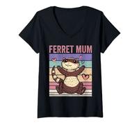 Womens Ferret Mum V-Neck T-Shirt