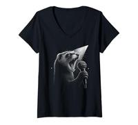 Womens Ferret Singing Vocalist Singer Pet Lover V-Neck T-Shirt