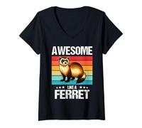 Womens Ferrets Awesome Like a Ferret V-Neck T-Shirt