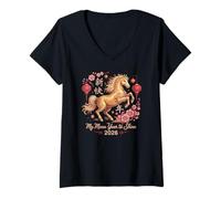 Womens Festive 2026 Crazy Horse Lady My Mane Year to Shine Fortune V-Neck T-Shirt