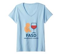 Womens Fetal Alcohol Spectrum Disorders (FASD) Awareness Month V-Neck T-Shirt