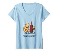 Womens Fetal Alcohol Spectrum Disorders (FASD) Awareness Month V-Neck T-Shirt