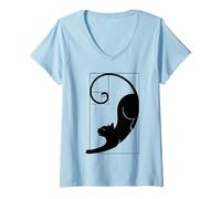 Womens Fibonacci Cat The Golden Ratio Print V-Neck T-Shirt