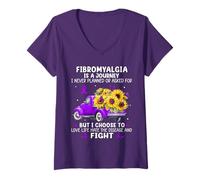 Womens Fibromyalgia Is A Journey I Never Planned of Ask For V-Neck T-Shirt