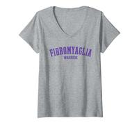 Womens Fibromyalgia Warrior Awareness Purple Design V-Neck T-Shirt
