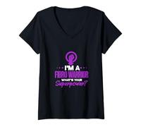 Womens Fibromyalgia Warrior Fibro Warrior What's Your Superpower? V-Neck T-Shirt