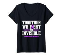 Women's Fibromyalgia Warrior V-Neck T-Shirt