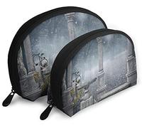 Womens Fictional Middle Age Mythic Stone Travel Cosmetic Bags Waterproof 2PC Makeup Clutch Pouch Cosmetic and Toiletries Organizer Bag Portable Travel Toiletry Pouch Girls