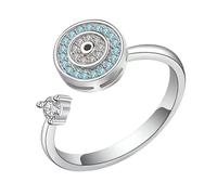 Womens Fidget Ring- Smooth Rotating Mechanism, Solid Copper Fabricated Spinner Toys, Exquisite Cubic Zircon Band Units, Adjustable Sizing Finger Gadget | Calming Jewelries For Ladies & Teens