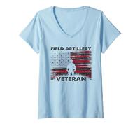 Womens Field Artillery Veteran Patriotic US Flag V-Neck T-Shirt