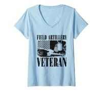 Womens Field Artillery Veteran Patriotic US Flag V-Neck T-Shirt