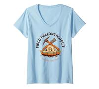 Women's Field Paleontologist Digging The Past Fossil V-Neck T-Shirt