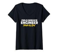 Women's Field Service Engineer Made By God V-Neck T-Shirt