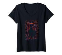 Womens Fierce Black Cat in The Rain, Love Cats V-Neck T-Shirt