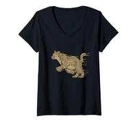 Womens Fierce Cougar Speeding Mountain Lion Big Cat Lover Vintage V-Neck T-Shirt