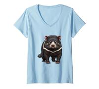 Women's Fierce Tasmanian Devil Lover Wild Nature Art V-Neck T-Shirt