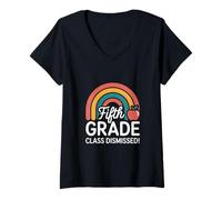 Women's Fifth Grade Class Dismissed Last Day School V-Neck T-Shirt