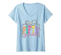 Womens Fifth Grade Coquette Bow First Day of 5th Grade Teacher Kid V-Neck T-Shirt