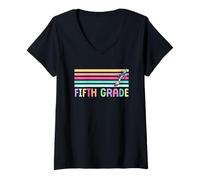 Womens Fifth Grade Pencil Back To School Fun V-Neck T-Shirt