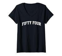 Womens Fifty Four 54 Year Old 54th Birthday College Style V-Neck T-Shirt