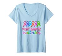 Womens Fight Cancer In All Color Breast Cancer Awareness Womens V-Neck T-Shirt