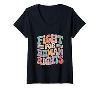 Women's Fight for Human Rights Activism Protest Justice Saying V-Neck T-Shirt
