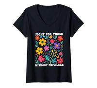 Womens Fight for those without privilege Democrat Liberal Rights V-Neck T-Shirt