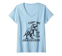 Women's Fight Me and Get Your Jurrasskicked V-Neck T-Shirt