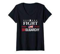 Womens Fight Oligarchy Resist Fascism No Kings Anti Fascism Protest V-Neck T-Shirt