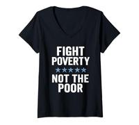 Womens Fight Poverty Not The Poor Social Justice Equality Awareness V-Neck T-Shirt