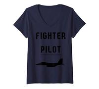 Womens Fighter pilot V-Neck T-Shirt