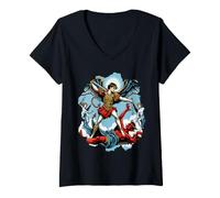 Women's Fighting Archangel Saint Patron Saint Michael Archangels V-Neck T-Shirt