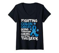 Womens Fighting Colon Cancer V-Neck T-Shirt