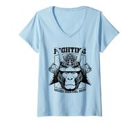 Women's Fighting Gorilla Samurai MMA Mixed Martial Arts Combat V-Neck T-Shirt