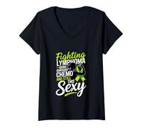 Womens Fighting Lymphoma Going Through Chemo Sexy V-Neck T-Shirt