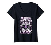 Women's Fighting Pancreatic Cancer Going Through Chemo Sexy V-Neck T-Shirt