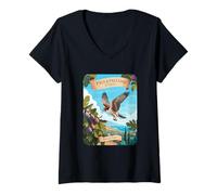Womens Figs Falcons Cyprus Nature Birds Scenic Flight Fruit V-Neck T-Shirt