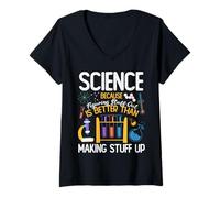 Womens Figuring Stuff Out Is Better Than Making Stuff Up Science V-Neck T-Shirt