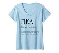 Womens Fika Swedish A Moment To Slow Down V-Neck T-Shirt